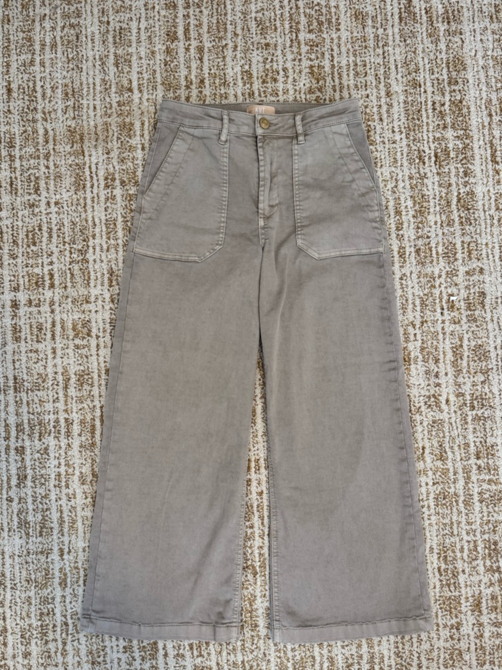 Kut from the Kloth High-Rise Wide Leg Pants in Taupe